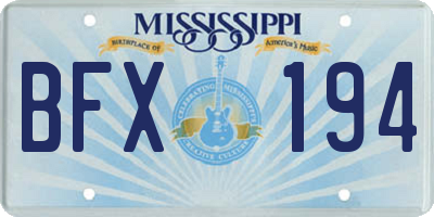 MS license plate BFX194