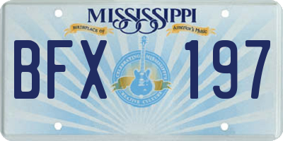 MS license plate BFX197