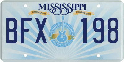 MS license plate BFX198