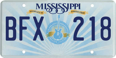 MS license plate BFX218