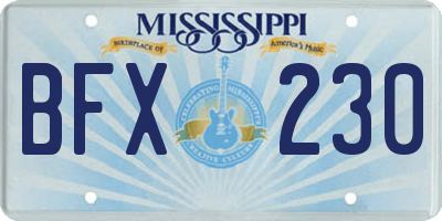 MS license plate BFX230
