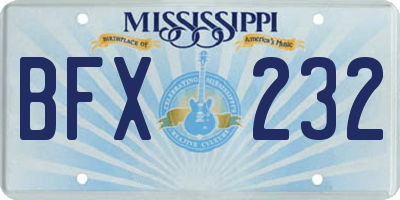 MS license plate BFX232