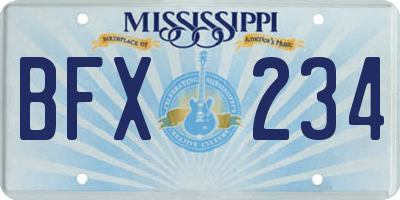 MS license plate BFX234
