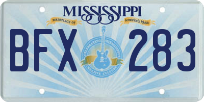 MS license plate BFX283