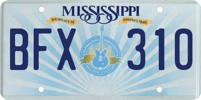 MS license plate BFX310