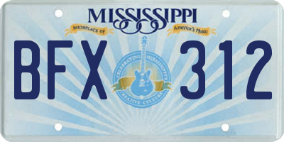 MS license plate BFX312