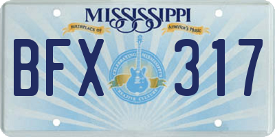 MS license plate BFX317
