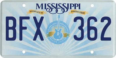 MS license plate BFX362
