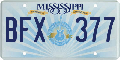 MS license plate BFX377