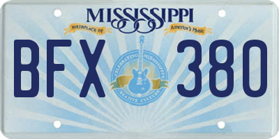 MS license plate BFX380
