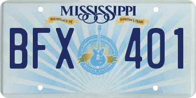 MS license plate BFX401
