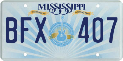 MS license plate BFX407