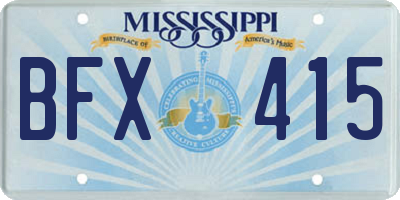 MS license plate BFX415