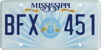 MS license plate BFX451