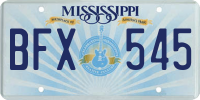 MS license plate BFX545