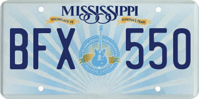 MS license plate BFX550
