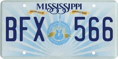 MS license plate BFX566