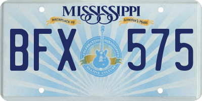 MS license plate BFX575