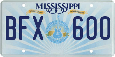 MS license plate BFX600