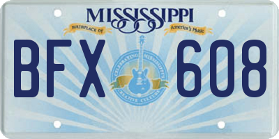 MS license plate BFX608