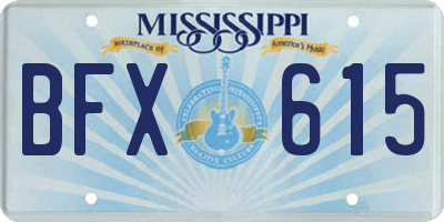 MS license plate BFX615