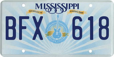 MS license plate BFX618
