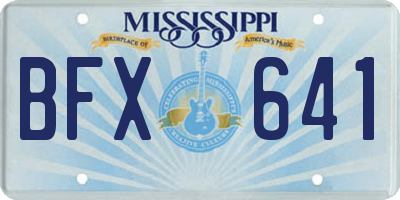 MS license plate BFX641