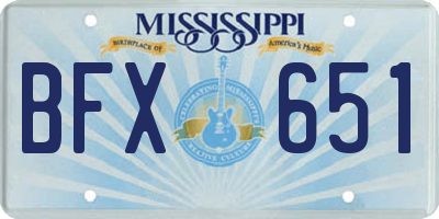 MS license plate BFX651