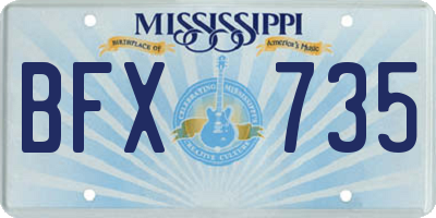 MS license plate BFX735