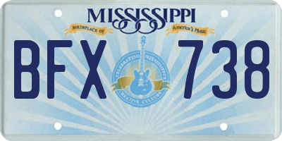 MS license plate BFX738