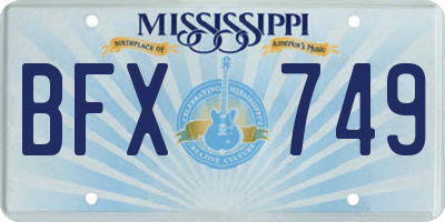 MS license plate BFX749