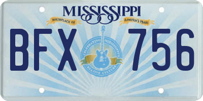 MS license plate BFX756