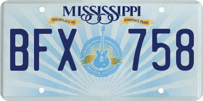 MS license plate BFX758