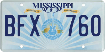 MS license plate BFX760