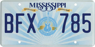 MS license plate BFX785