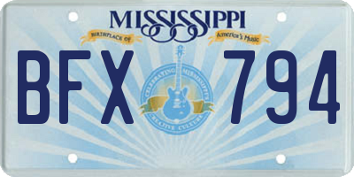 MS license plate BFX794
