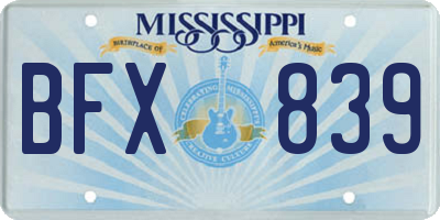 MS license plate BFX839