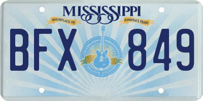 MS license plate BFX849