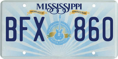 MS license plate BFX860