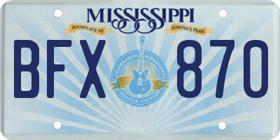 MS license plate BFX870