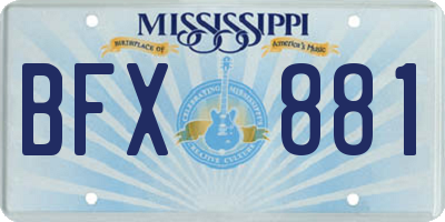 MS license plate BFX881