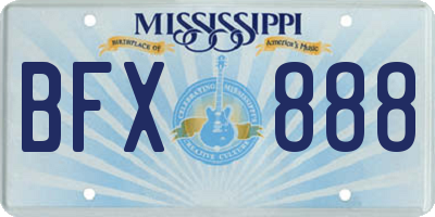 MS license plate BFX888