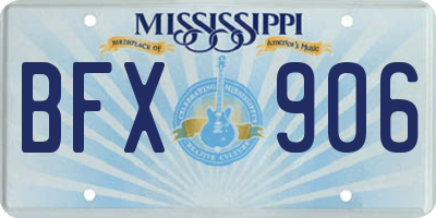 MS license plate BFX906