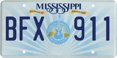 MS license plate BFX911