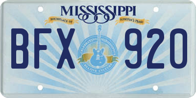 MS license plate BFX920