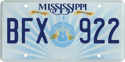MS license plate BFX922