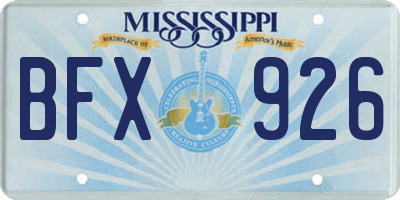 MS license plate BFX926