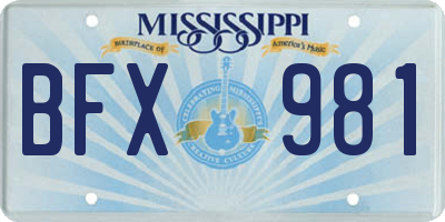 MS license plate BFX981