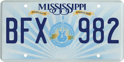 MS license plate BFX982