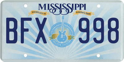 MS license plate BFX998